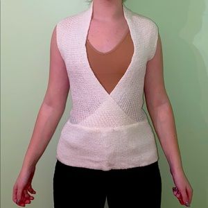 Lucy Paris- White Knit Surplice Vest Y2K. S/M